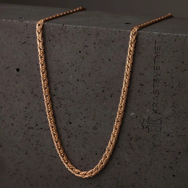 Цепь из красного золота 585, плетение «Ромб тройной»